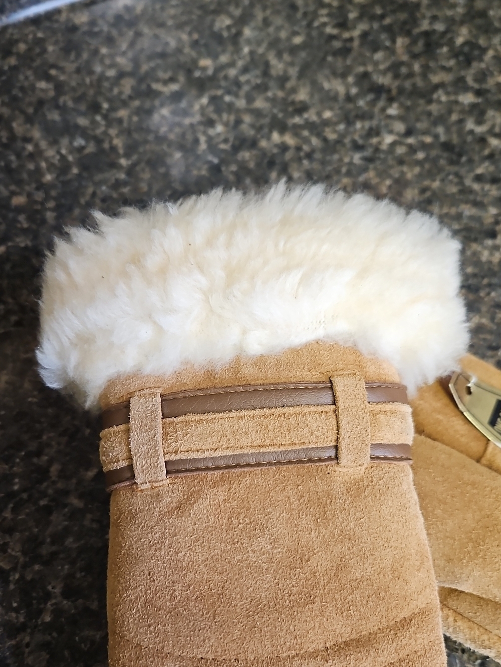 Genuine Leather Suede Fur Trim Mittens BNWT - Picture 6 of 10